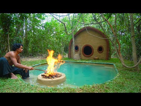 Jungle Survival - Build Hobbit House and inground Pool in the Jungle -- real life survival minecraft