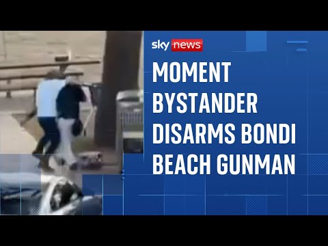 Footage shows man wrestling gun from Bondi Beach attacker