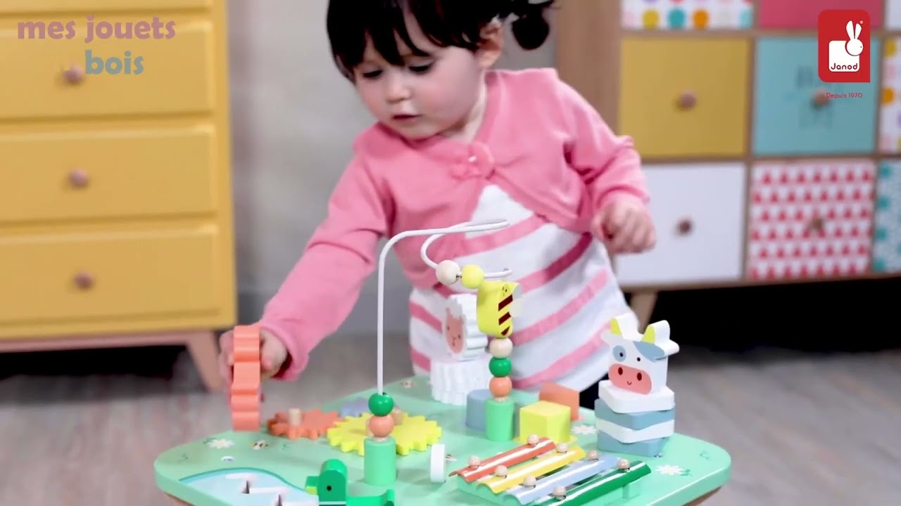 Table d'activités en bois pour bébé - Jolie prairie