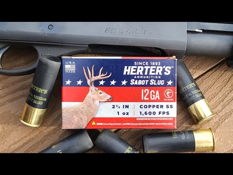 Herter's 12ga 2-3/4" 1oz Copper Sabot Slug Accuracy Test W/ Remington 870 & Rifled Barrel