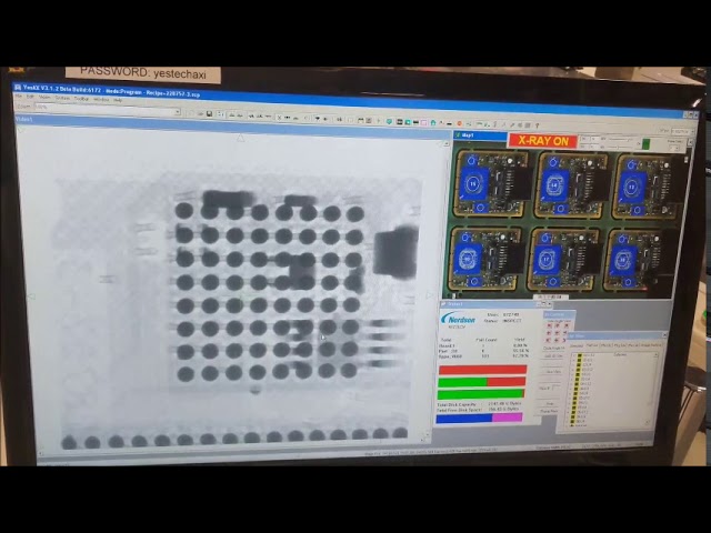 This is a demonstration of the YESTech YTX-X3 3D X-Ray inspecting pcbs in production.