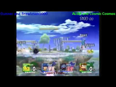 Gunner and Brawlman1000(Pikachu and Sonic) vs. ALSM and Cosmic Cosmos(Diddy and Pikachu) - 1 / 2