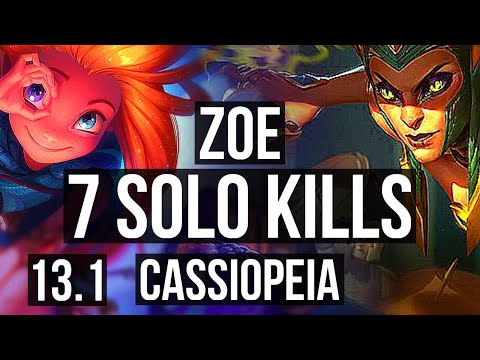 ZOE vs CASSIOPEIA (MID) | 13/0/4, Quadra, 7 solo kills, Legendary | KR Grandmaster | 13.1
