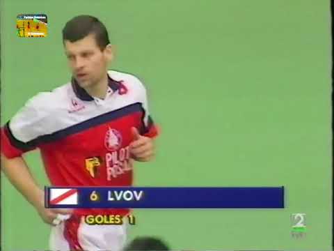 Gol de Oleg Lvov en lanzamiento seco en apoyo. Copa del Rey 94/95. Teka-Octavio. Final (Ciudad Real)