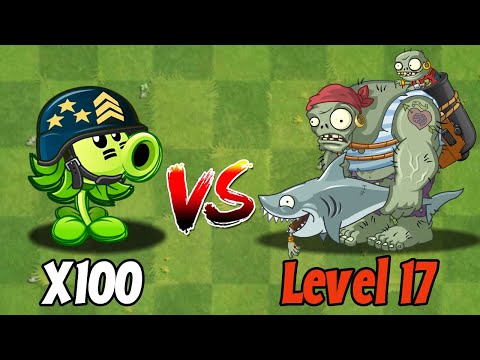 PVZ 2 Challenge - 100 Plants Max Level Vs Gargantuar Zombie Level 17 - Who Will Win?