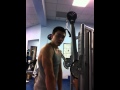 Arms workout teenage bodybuilder