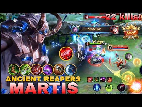 22kills + Maniac!! Martis Master Gameplay | Best Build 2022 | mobile legends bang bang.