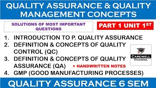 Quality Control (QC) || Quality Assurance (QA) | GMP || Quality Assurance 6th semester || Carewell P