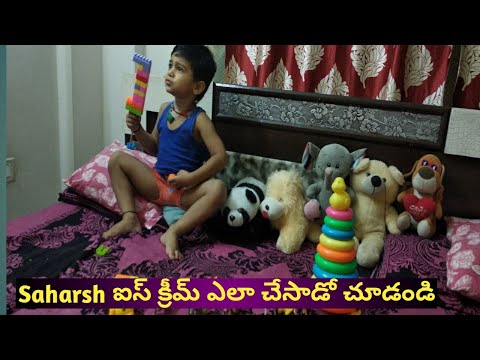 Saharsh learned how to make ice cream😋||how to keep kids busy at home||2.6years#