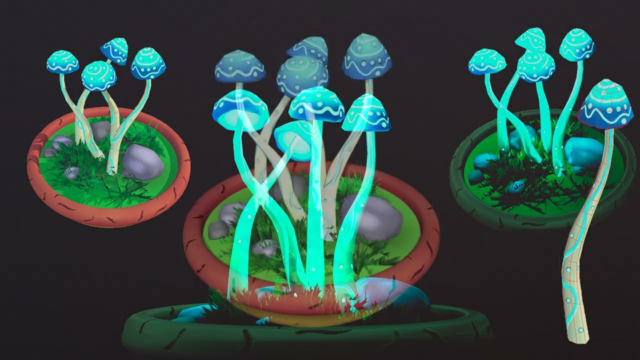 Fantasy Mushrums Low-poly 3D Model