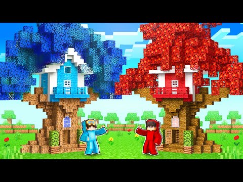 Nico vs Cash TREE House Battle in Minecraft!