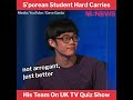 Singaporean Student Hard Carries His Team On UK TV Quiz Show