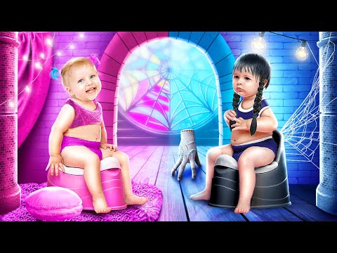 We're building a tiny house at home! Wednesday Addams vs. Enid!