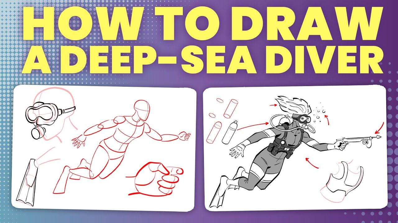 How to draw a deep-sea diver