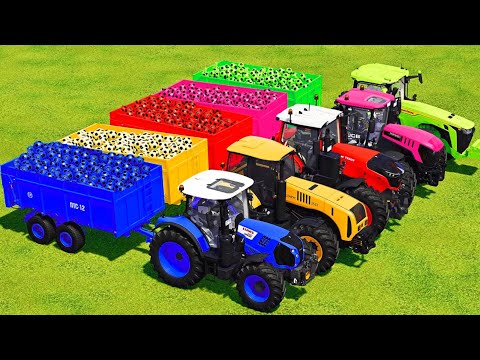 TRANSPORTING MINI FOOTBALL BALLS WITH CLAAS, JOHN DEERE, FENDT AND JCB TRACTORS - Farming Simulator