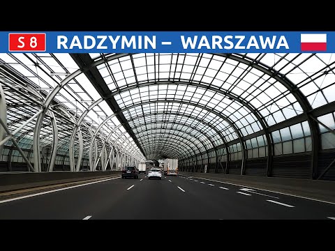 Driving in Poland. Expressway S8 from Radzymin to Warszaw. 4K