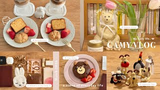 ［ vlog ］夜型人間の朝6時から始めるモーニングルーティン🐈🍎朝活を楽しんで好きを増やす大人の一人暮らし🍃| ガチャ活とかわいいシール| スシロー×スンスン | マムアンポップアップetc..