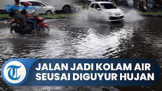 Bogor Hari Ini: Jalan Raya di Bojonggede Bogor Terlihat Seperti Kolam seusai Diguyur Hujan