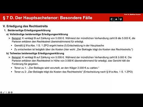 Vertiefung ZPO Erkenntnisverfahren – Folge 14 (Kostenentscheidung; Grundlagen und Tenorierung)