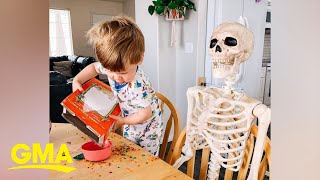 Kid with skeleton