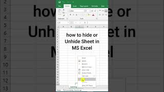 how to hide or unhide sheet in MS Excel