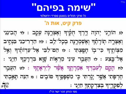 Book of Tehillim Psalms 119-5 with Musical Accompaniment Sepharadic Yerushalmi rendition