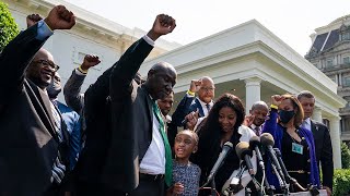 video: George Floyd: Joe Biden hosts murdered black man's family on anniversary of his death