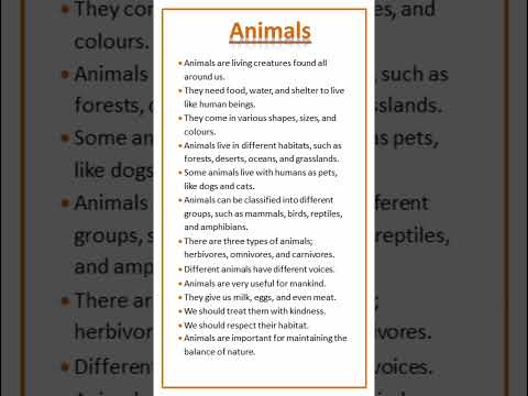 Essay on Animals #essay #easytolearnandwrite #youtubeshorts #shorts #animals #zoo#birds #fish#viral