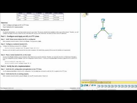 [CCNA v6] Packet Tracer 7.2.3.3 Configuring an ACL on VTY Lines