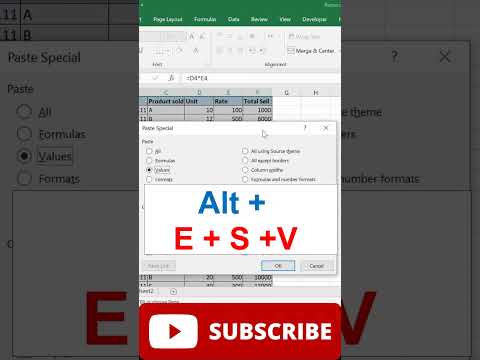 Shortcut to remove formula from excel data