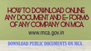 Download MCA E-Forms Online of Any Comany/How to Download Public Documents on MCA.
