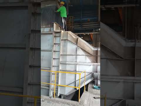 Placing Recuperator of Walking hearth Furnace in steel bar rolling mill #hotmetal #rolling #furnace