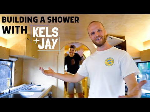 Installing a Modular Shower in Our Bus Conversion with Kels and Jay!