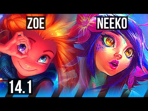 ZOE vs NEEKO (MID) | 7 solo kills, 400+ games, Dominating | KR Grandmaster | 14.1