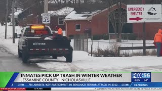 Jessamine County inmates help take out trash after icy roads make collecting garbage difficult for s