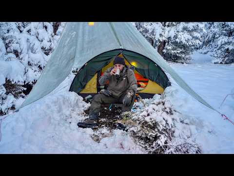 , title : 'Winter CAMPING in Snow Storm - Rain Thunder Lightning'