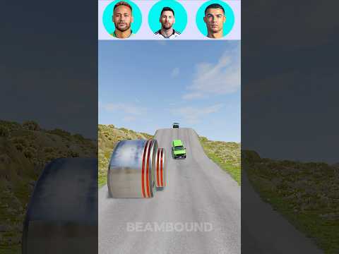 Neymar Jr & Lionel Messi Vs Cristiano Ronaldo - Big Bollard #14 #beamngdrive