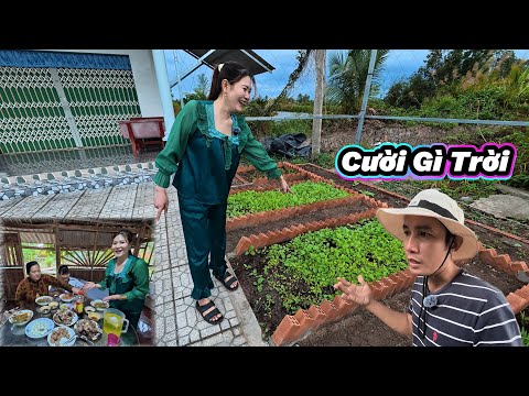 Checking out the vegetable garden and My Linh cooking a pot of noodle soup for the family after s...