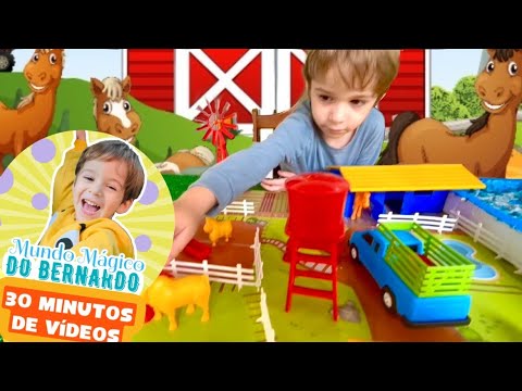 caminhao da fazendinha de brinquedo | animais e som dos animais da fazenda | cavalo boi vaca farmer