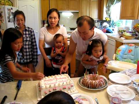 Chloe Luu blowing birthday cake