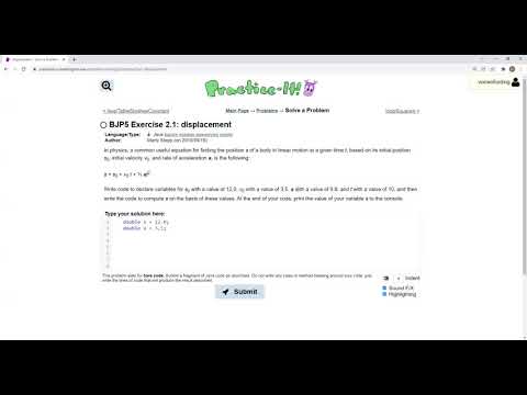 Exercise 2 1 Displacement Java Tutorial Practice It