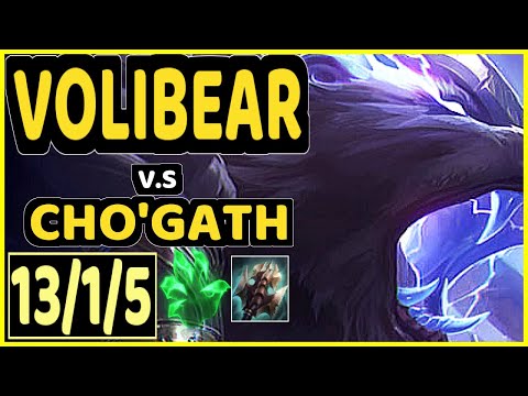 TAY (VOLIBEAR) vs CHO'GATH - 13/1/5 KDA TOP GAMEPLAY - BR Ranked GRANDMASTER