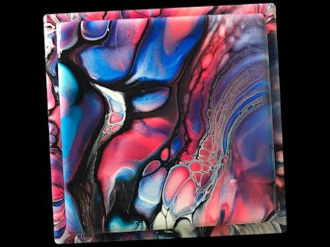 (324) Acrylic Fluid Painting - Swipe on a Two Tiered Canvas