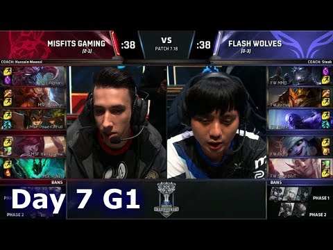 Misfits vs Flash Wolves | Day 7 Main Group Stage S7 LoL Worlds 2017 | MSF vs FW G2
