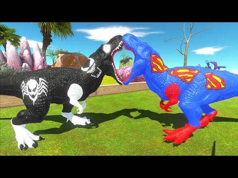 Hunting found Jurassic world evolution Death Run Venom T-rex vs Superman Superhero Dinosaurs