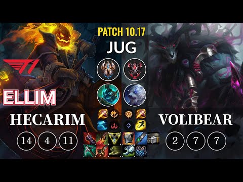 T1 Ellim Hecarim vs Volibear Jungle - KR Patch 10.17