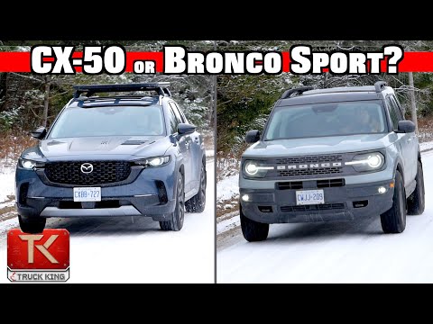 Ford Bronco Sport vs Mazda CX-50 - Off-Road Crossovers Face Off in Sloppy Winter Weather