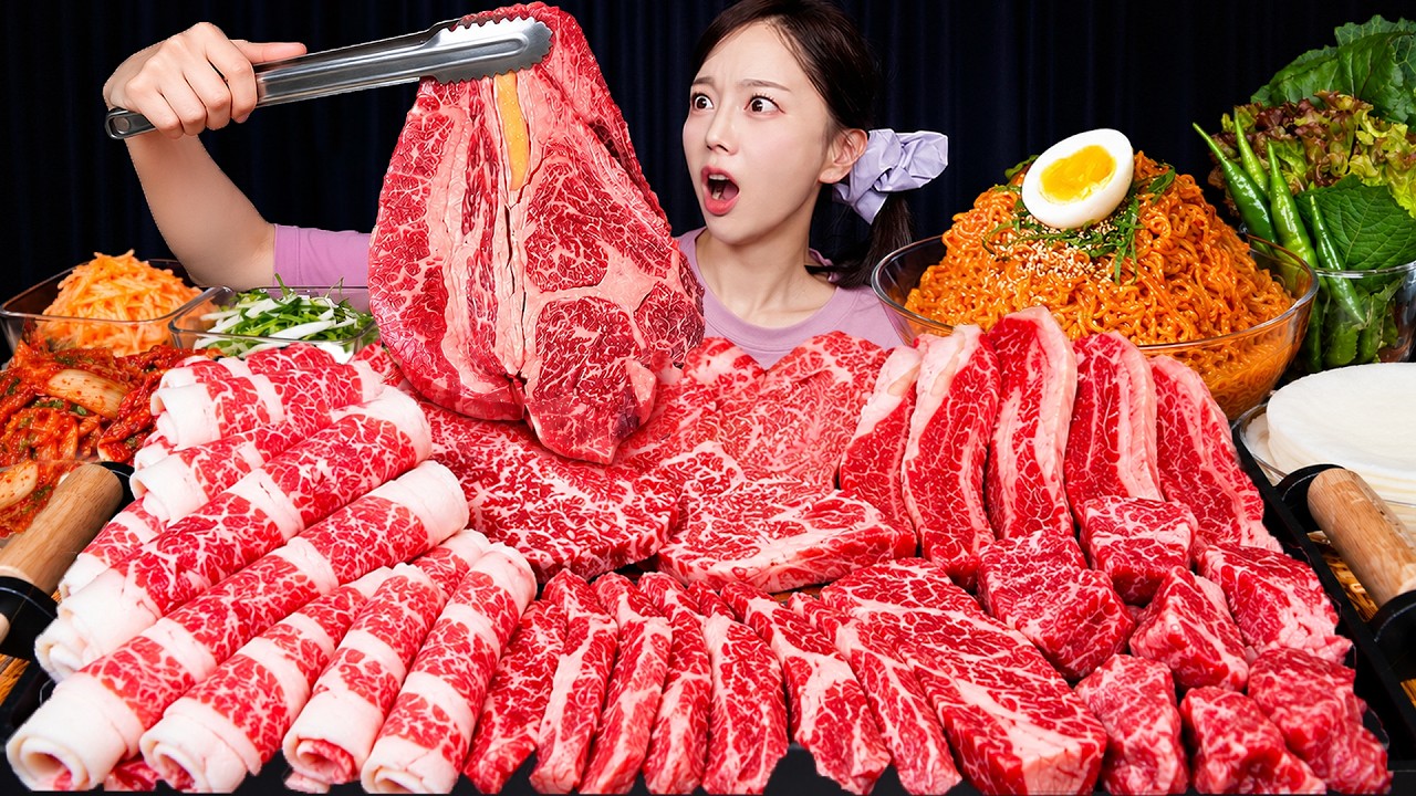 한우 어디까지 먹어봤니?🥩 불판에 제대로 구워 매콤한 비빔면까지 먹방! Korean BBQ & Spicy Bibim Noodles Ssoyoung