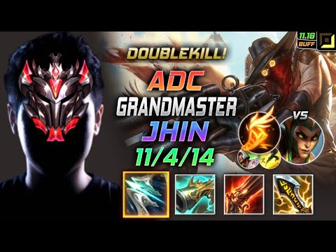 GrandMaster Jhin ADC vs Cassiopeia - 천상계 원딜 진 템트리 룬 돌풍 기발 ジン Джин 戏命师 燼 - LOL KR 11.16