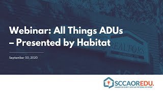 Webinar: All Things ADUs – Presented by Habitat September 30, 2020